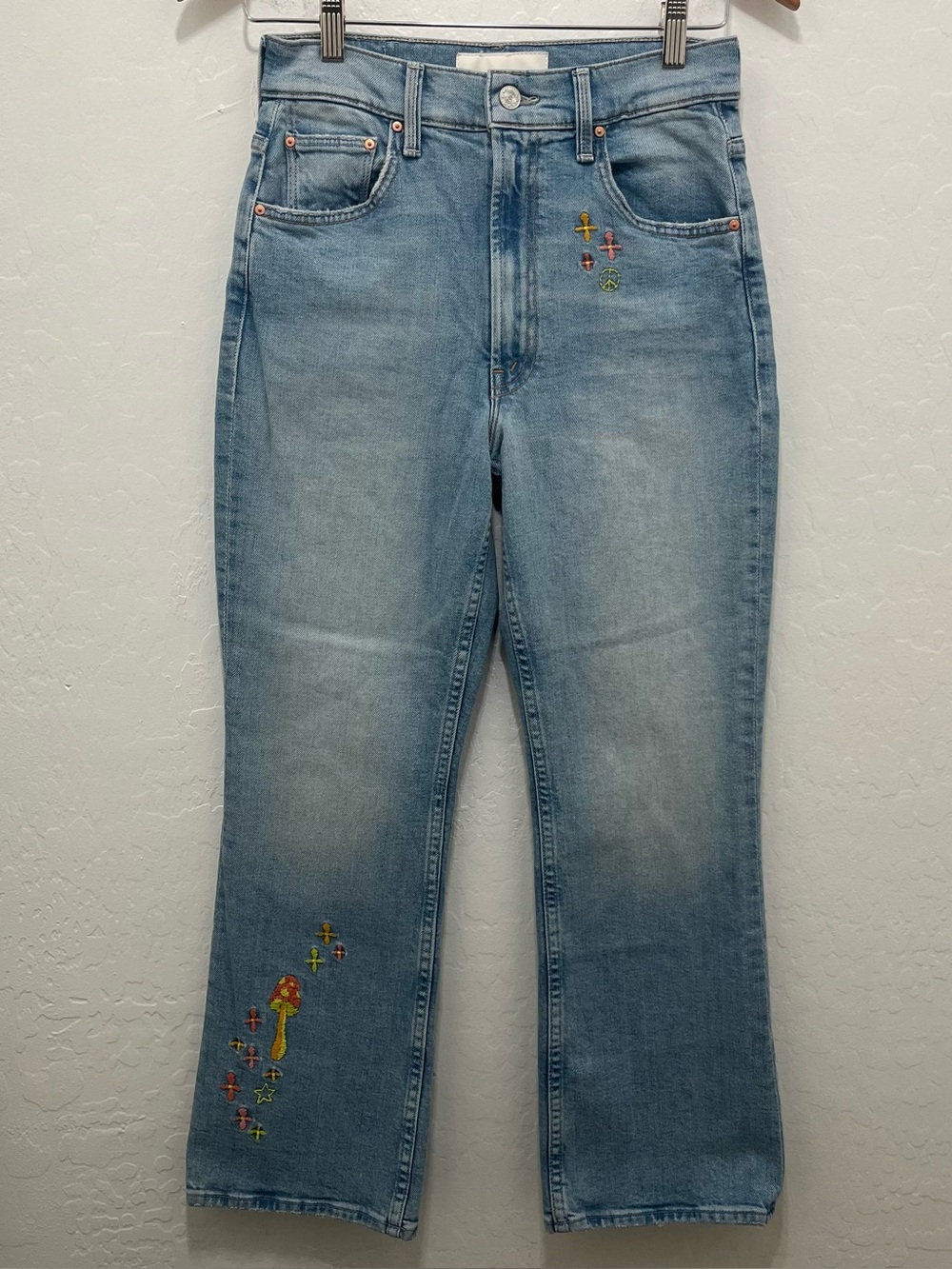 MOTHER The Scooter Ankle Jeans Going Out On A Limb Size 26 Embroidered